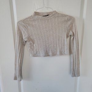 Tan Long Sleeve Crop Top Light Brown Knit Top Dress Forum Womens S Sweater Cream